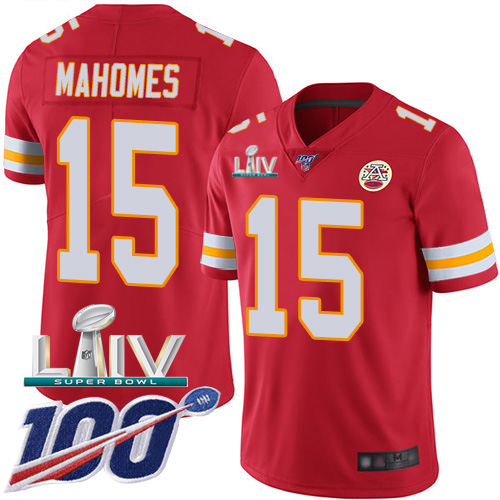 Kansas City Chiefs Nike #15 Patrick Mahomes Red Super Bowl LIV 2020 Team Color Men Stitched NFL 100th Season Vapor Untouchable Limited Jersey